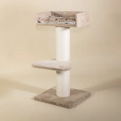 Cat Tree Maine Coon Lounge 120 cm – RHR Quality MCLOUNGE Cappuccino Teddy