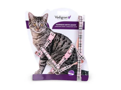 Harness + Leash Scottish Plaid Pink