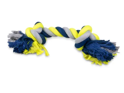 Cotton Rope Tug Toy with 2 Knots – Blue-Yellow