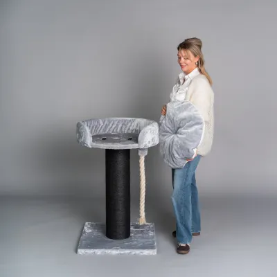Cat Tree for Large Cats 120 cm – RHR Quality Chartreux Blackline Light Grey