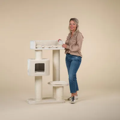 Cat Tree for Large Cats 120 cm – RHR Quality Devon Rex Cream