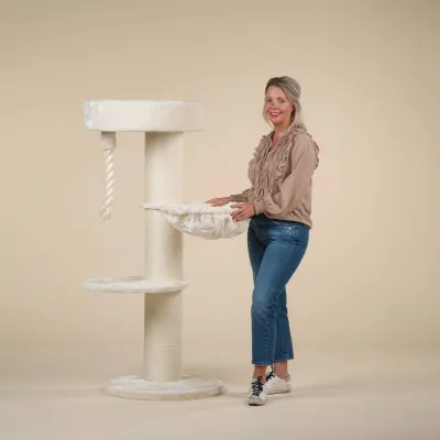 Cat Tree for Large Cats 160 cm – RHR Quality Maine Coon Sleeper de Luxe Cream