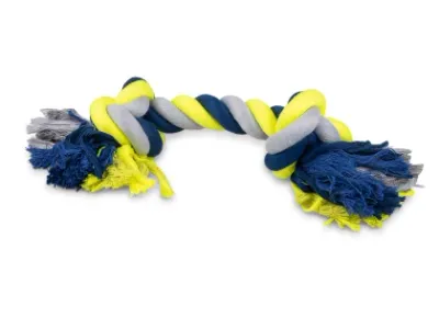 Cotton Rope Tug Toy with 2 Knots – Blue-Yellow