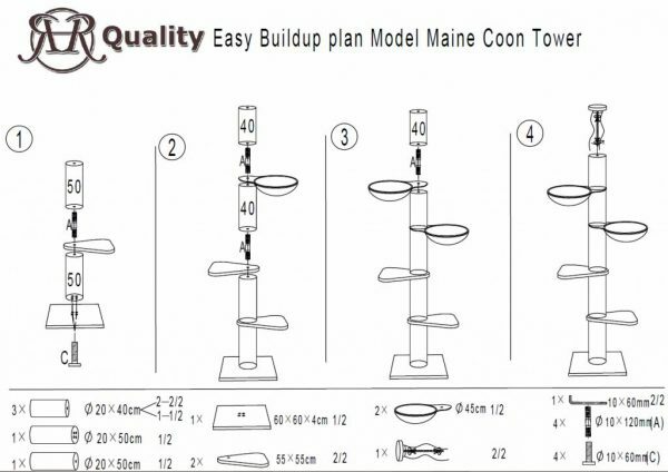 Krabpaal Maine Coon Tower Light Grey