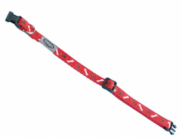 Halsband hond nylon Poot & Been rood 10mmx20-35cm