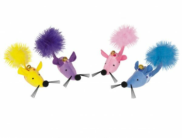 Pluche spitse muis met bel & catnip Ass. 10cm