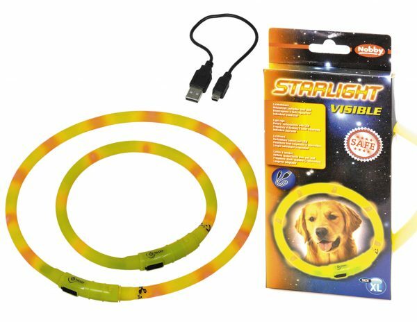 LED Lichtgevende halsband Visible geel 10x70cm USB