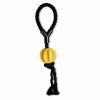 Speelgoed hond rubber dental bal touw geel 40cm