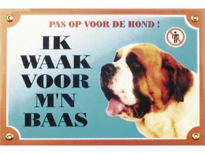 Waakbord gelamineerd Sint-Bernard blauw NL