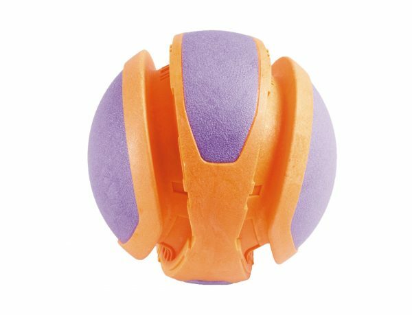 Speelgoed hond TPR bal oranje-paars 14cm