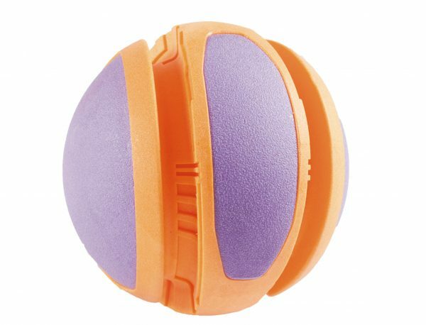 Speelgoed hond TPR bal oranje-paars 14cm