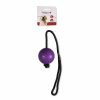 Speelgoed hond rubber bal met touw paars Ø6cm