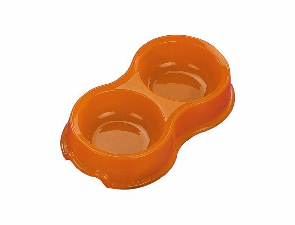 Eetpot dubbel antislip plastic oranje 2 x 325 ml