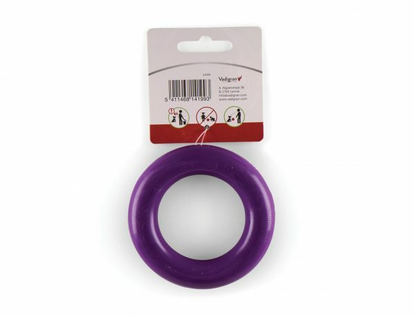 Speelgoed hond rubber ring paars Ø9cm