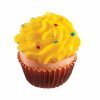 Speelgoed hond vinyl pieper cupcake geel 8cm