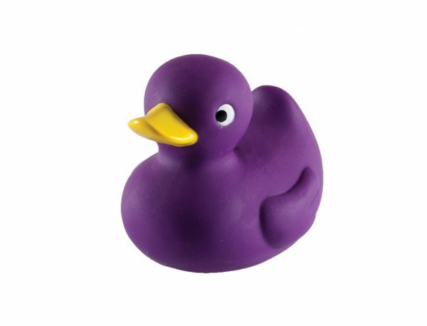 Speelgoed hond vinyl pieper eend paars 9cm