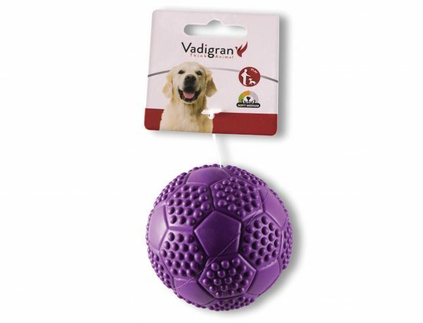 Speelgoed hond rubber voetbal paars Ø7cm