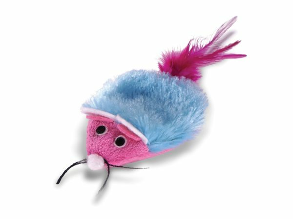 Speelgoed kat pluche platte muis blauw 10cm