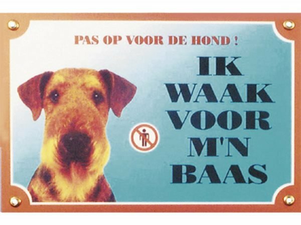 Waakbord gelamineerd Airedale Terriër blauw NL