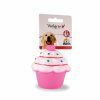 Speelgoed hond vinyl pieper cupcake roze 8cm