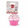 Speelgoed hond vinyl pieper cupcake roze 8cm