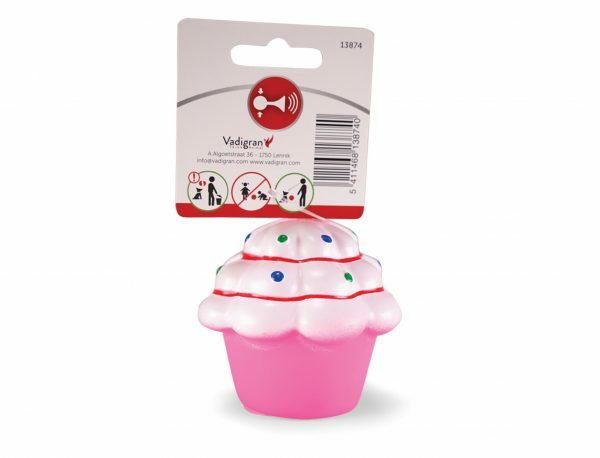 Speelgoed hond vinyl pieper cupcake roze 8cm