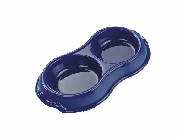 Eetpot dubbel antislip plastic blauw 2 x 325 ml