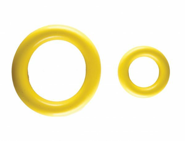 Speelgoed hond rubber ring geel Ø9cm