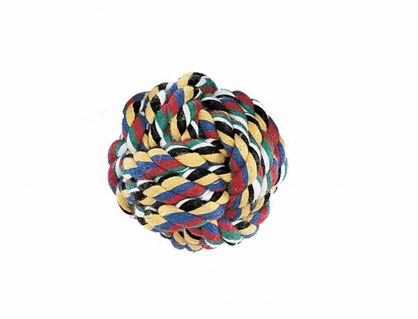 Speelgoed hond katoen bal multicolor 50gr 5,5cm S