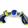 Katoenen koord 2 knopen+tennis blauw-geel 30cm