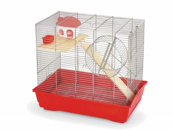 Kooi knaagdier Ciop 60 chroom/rood 56,5x36,5x56cm