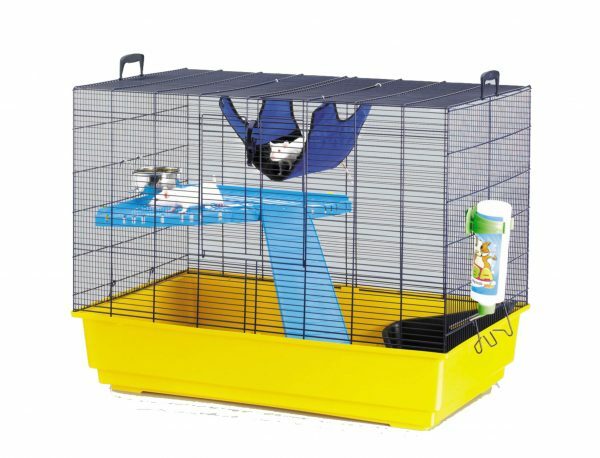 Rat/fret-kooi Freddy2 marineblauw/grijs 80x50x63cm