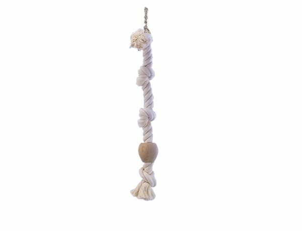 Klimkoord vogel katoen 4knopen+blok 67cm