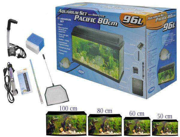 Aquarium kit + biofilter Pacific 80x30x40cm 96L