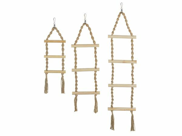 Speelgoed vogel sisal touwladder 3 sporten 57cm