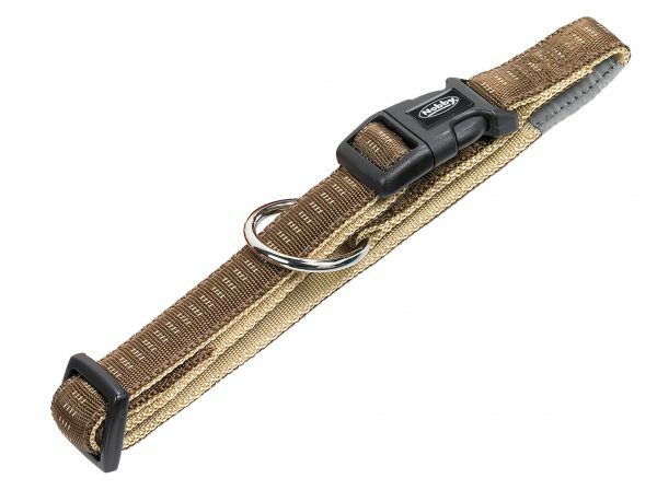 Halsband hond nylon Soft Grip bruin 10mmx20-30cm