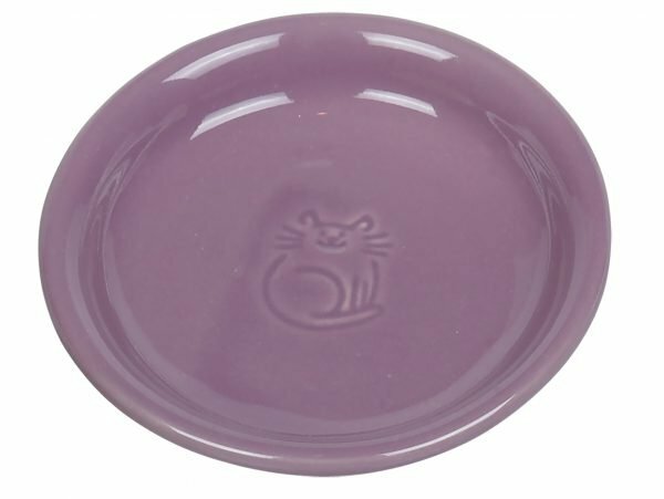 Schaal kat aardewerk paars Ø14cm