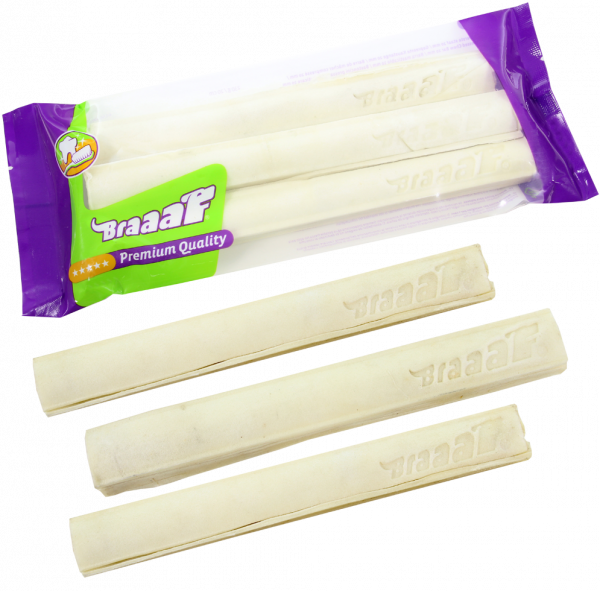 Braaaf White Rawhide Pressed Sticks 20 cm (3 pcs)