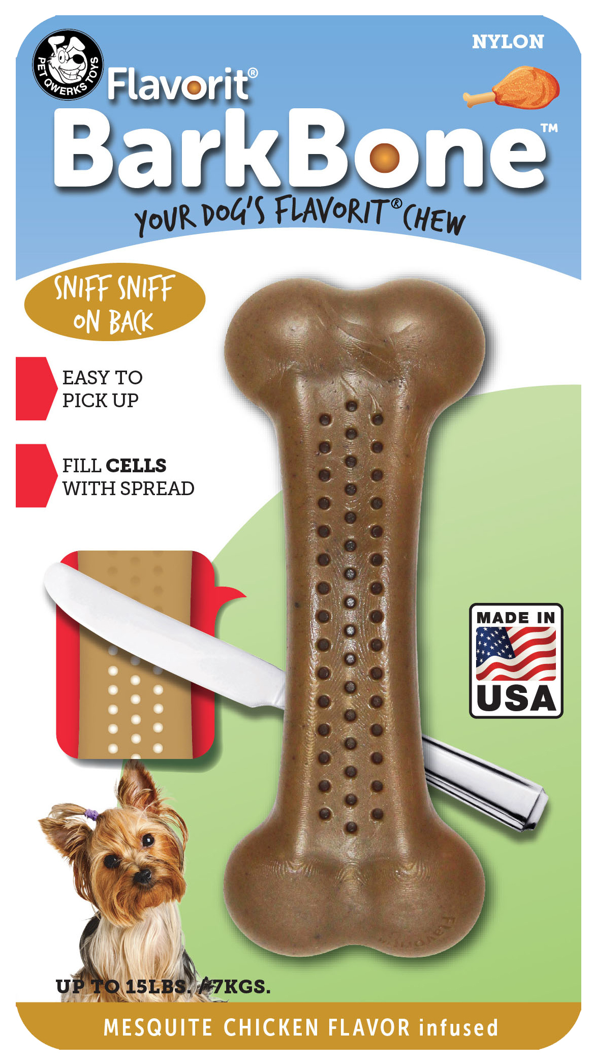 Pet Qwerks Flavorit Nylon Bark Bone Chicken Small Bopets