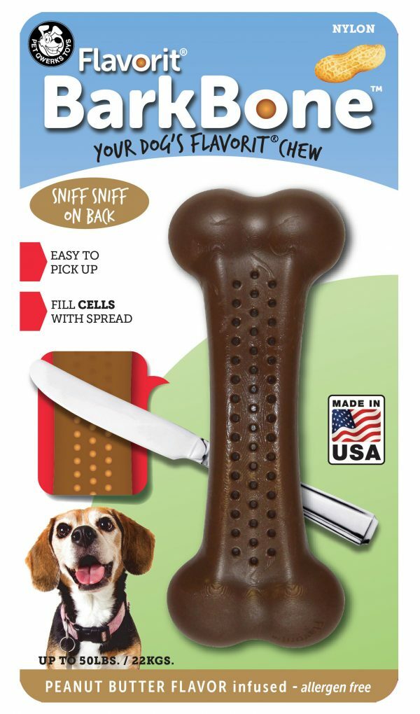 Pet Qwerks Flavorit Nylon Bark Bone Peanut Butter Medium