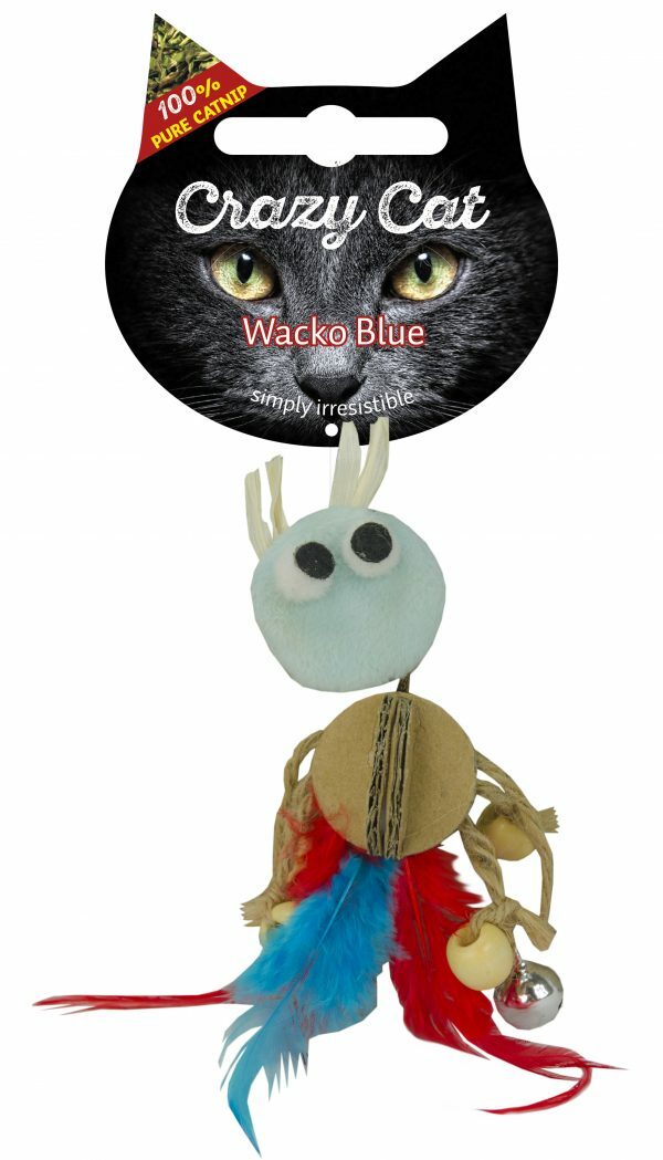 Crazy Cat Wacko licht blauw vol met Madnip