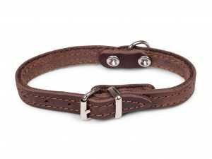 Halsband geolied leder bruin 27cmx12mm XXS