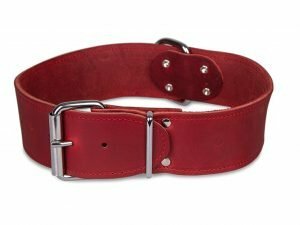 Halsband Large geolied leder rood 45cmx30mm M-L