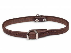 Halsband geolied leder bruin 32cmx12mm XS