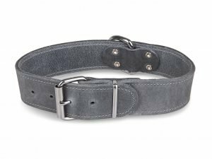 Halsband Large geolied leder grijs 45cmx30mm M-L