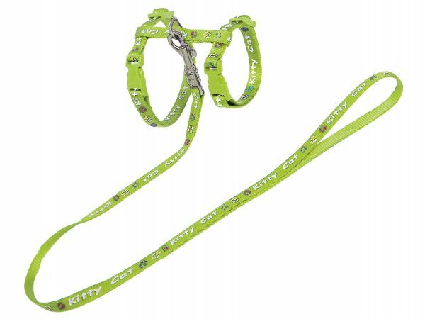 Harnas+Leiband KittyCat groen15-22/30-32cm+120cm