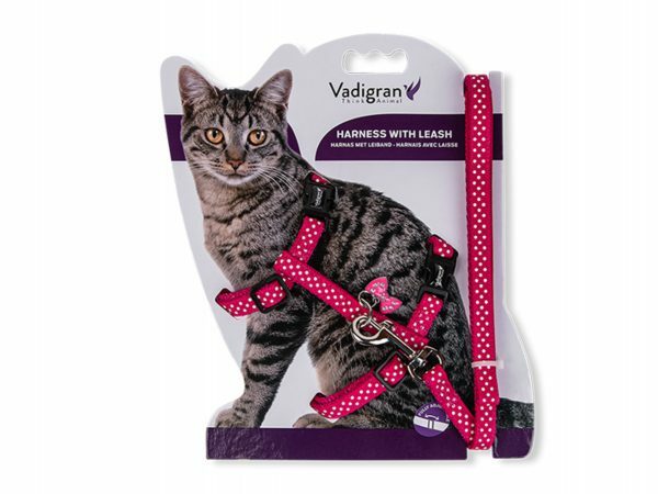 Harnas+Leiband Stippen fuchsia 15-22/30-32cm+120cm