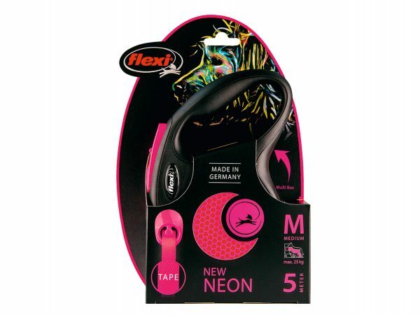 Flexi New Neon M (riem 5m) roze