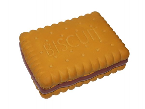 Speelgoed hond latex biscuit bruin 16cm