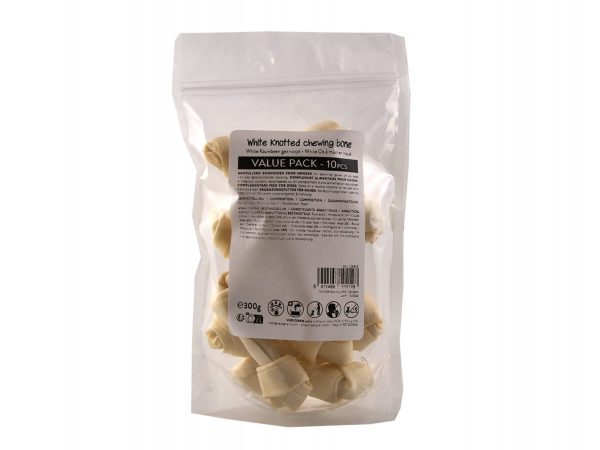 Kauwbeen geknoopt wit 11cm/300g(10) PR.PK